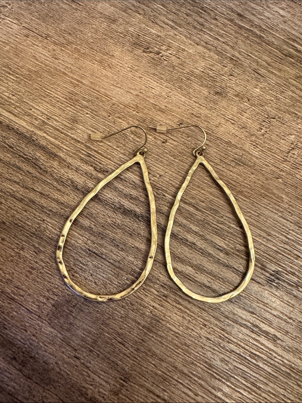 Hammered Teardrop Dangle Earrings - Gold